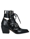 Chloé Rylee Cutout Glossed-leather Ankle Boots In Black