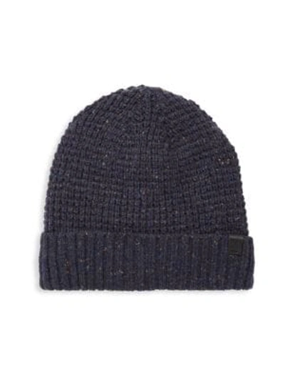 Bickley + Mitchell Flecked Faux Sherpa Lined Knit Beanie In Navy