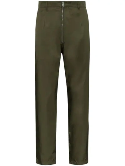 Prada Straight Leg Zip Detail Trousers In Green