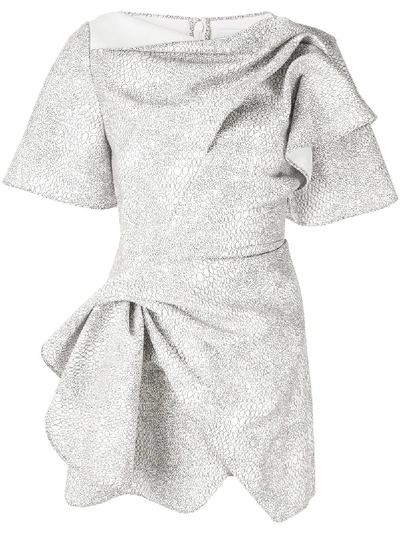 Acler Bronte Wrap-effect Mini Dress In White ,black