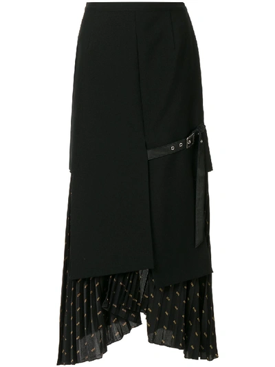 Christian Dada Signature Combined Pleated Skirt In Black