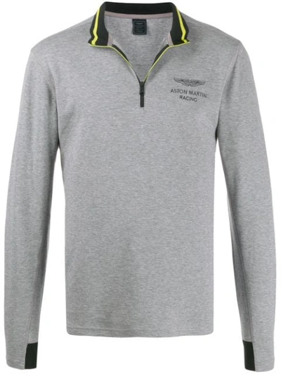 Hackett X Aston Martin Racing Zip Sweatshirt In Grey