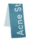 Acne Studios Toronty Logo Wool-blend Scarf In Teal Blue