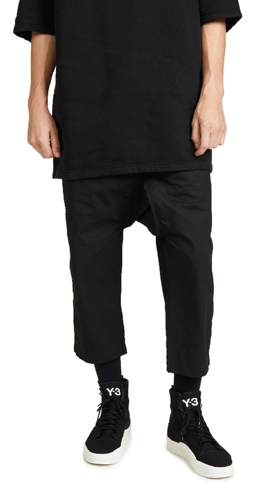 Rick Owens Drkshdw Drawstring Cropped Pants In Black