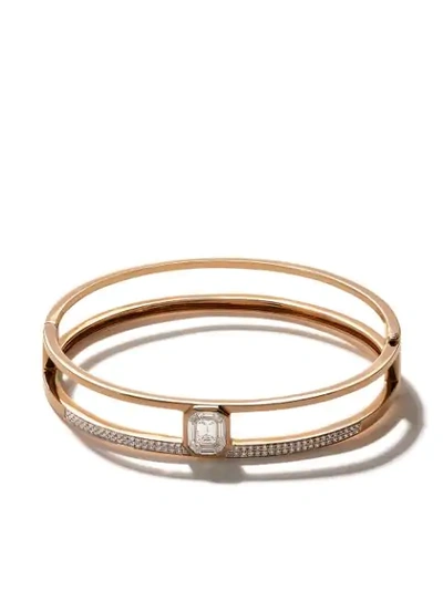As29 18kt Rose Gold Illusion Diamond Pave Double Bangle