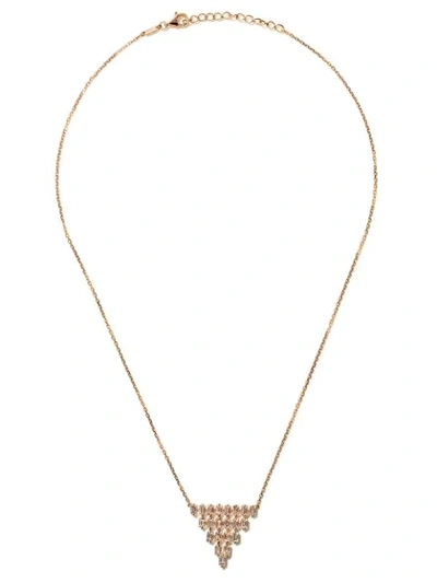 As29 18kt Rose Gold Baguette 5 Rows Vertical Triangle Diamond Necklace