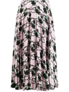 Valentino + Undercover Pleated Printed Silk Crepe De Chine Midi Skirt In Pink