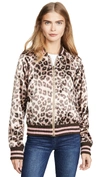 Mother Letterman Leopard-print Satin Bomber Jacket In Wildcat
