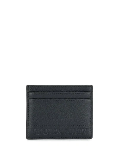 Emporio Armani Embossed Card Holder In Blue