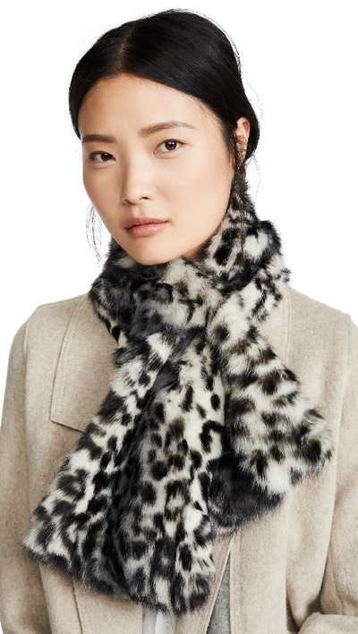 Adrienne Landau Rex Rabbit To Nylon Scarf In Black/leopard