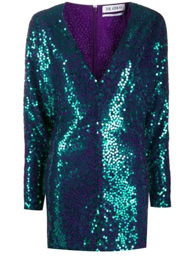 Attico Sequin Embellished Mini Dress In Purple