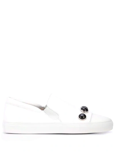 Alberto Fermani Stone Embellished Slip-on Sneakers In White