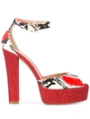 Madison.maison Snakeskin Effect Platform Sandals In Red