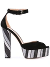 Madison.maison Glitter Stripe Sandals In Black