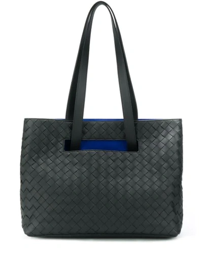 Bottega Veneta Intrecciato Woven Tote Bag In Black