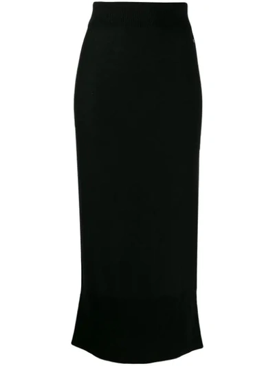 Calvin Klein Knitted Long Skirt In Black