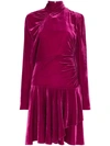 Rotate Birger Christensen Rotate Pleated Velvet Mini Dress In Pink
