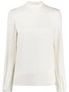 THEORY RELAXED-FIT MOCK-NECK BLOUSE