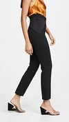 CUSHNIE HIGH WAISTED FITTED CROPPED PANTS WITH SATIN TRIANGLES