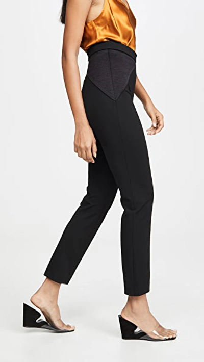 Cushnie High Waisted Fitted Cropped Trousers With Satin Triangles In Black