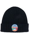 Mc2 Saint Barth Logo Patch Beanie In Blue In Blue