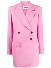 Msgm Misalinged Double-breasted Wool Mini Dress In Pink