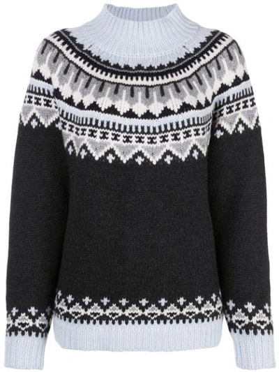 Autumn Cashmere Relaxed-fit Fair Isle Knit Jumper In Grey