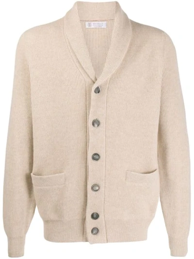 Brunello Cucinelli Corded Knit Cardigan In Cream