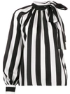 MSGM STRIPED ONE-SLEEVE BLOUSE