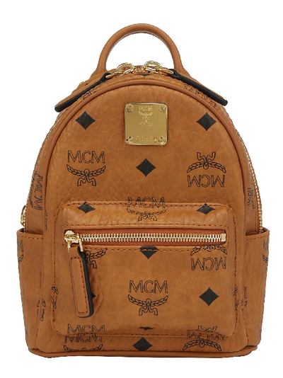 Mcm Xmini Studded Stark Backpack In Brown