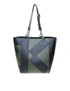 KENZO KUBE TOTE LEATHER BAG IN GREEN / BLACK COLOR,11102123