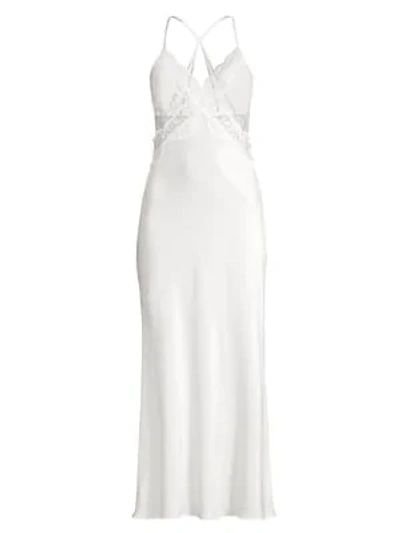 Jonquil Sara Lace-trim Long Nightgown In Ivory