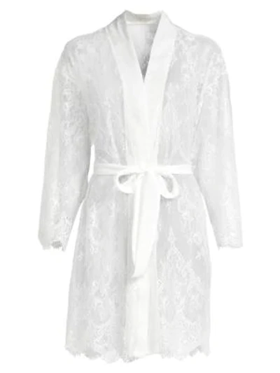 Jonquil Sara Scalloped Lace Short Robe In Ivory