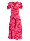 TANYA TAYLOR Dorothy Silk-Printed Puff-Sleeve Midi Dress