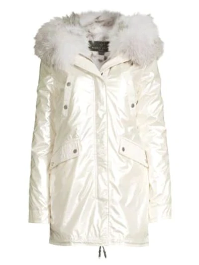 Nicole Benisti Belleville Fur Trim Parka In Pearl Lynx