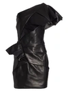 ALEXANDRE VAUTHIER Ruffled One-Shoulder Leather Mini Dress