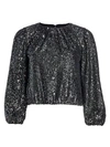 ALICE AND OLIVIA Avila Sequin Cropped Blouson Top