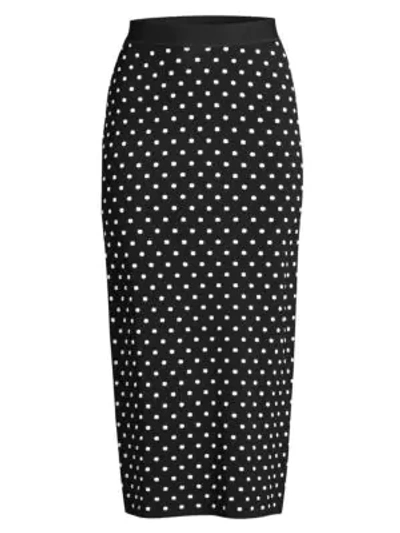 Escada Sport Polka Dot Knit Maxi Skirt In Black