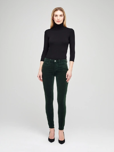 L Agence Marguerite Velvet Jean In Moss