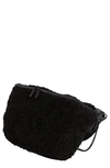 Beis The Fanny Pack Faux Shearling Belt Bag In Black Shearling