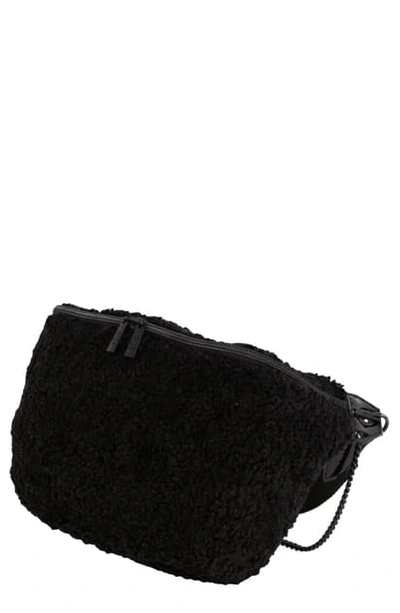 Beis The Fanny Pack Faux Shearling Belt Bag In Black Shearling
