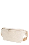 Beis The Fanny Pack Faux Shearling Belt Bag In Beige Shearling