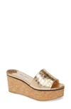 JIMMY CHOO DEEDEE CROC EMBOSSED WEDGE SANDAL,J000127242