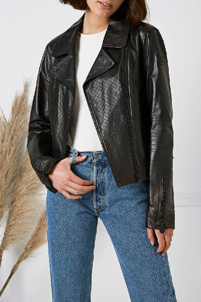 Pre-owned Chanel Black Leather Moto Jacket