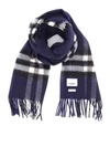 BURBERRY BLUE GIANT CHECK PATTERNED CASHMERE SCARF