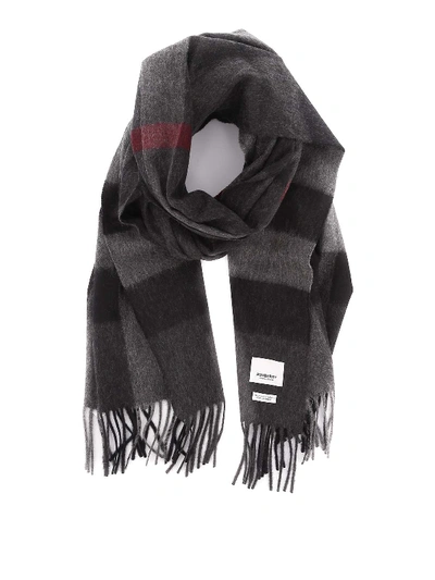 Burberry Mega Check Patterned Cashmere Scarf In Grey