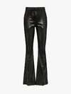 WE11 DONE WE11DONE SNAKE PRINT FAUX LEATHER FLARED TROUSERS,WDF2519099BK14020260