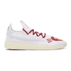ADIDAS ORIGINALS BY PHARRELL WILLIAMS ADIDAS ORIGINALS X PHARRELL WILLIAMS 白色 AND 红色 HUMAN MADE 联名 TENNIS HU 运动鞋