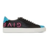 GIVENCHY GIVENCHY BLACK AND BLUE REVERSE LOGO URBAN STREET SNEAKERS