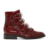 GIVENCHY RED PYTHON MULTI-STRAP BOOTS